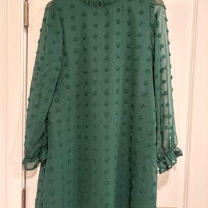 Chic Green Long Sleeve Dress